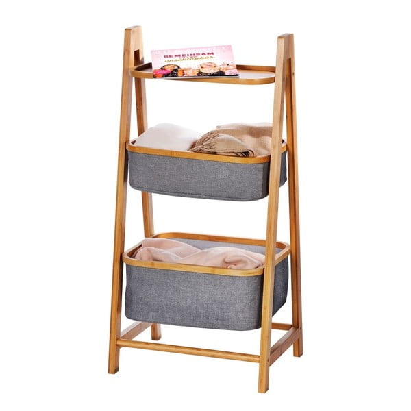 Šedo-hnědý bambusový koupelnový regál 44x91 cm Bahari – Wenko-image-1