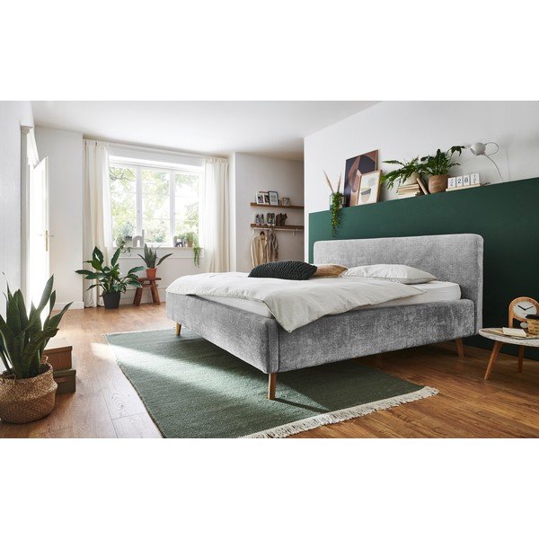 Šedá čalouněná dvoulůžková postel s úložným prostorem s roštem 180x200 cm Mattis – Meise Möbel-image-1
