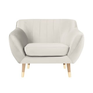 Krémové sametové křeslo Mazzini Sofas Benito