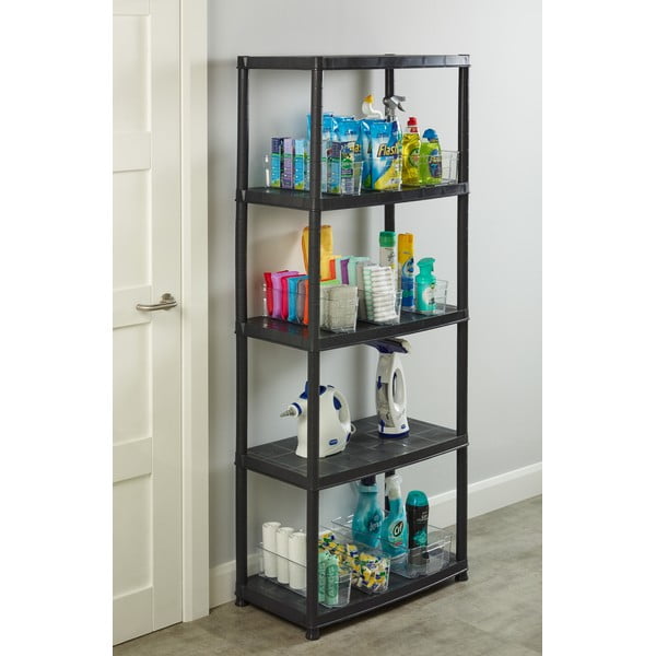 Černý plastový úložný regál 71x170 cm – Addis-image-1