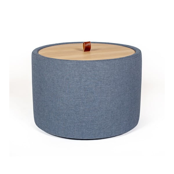 Odkládací stolek v denimově modré barvě se snímatelnou deskou z dubového dřeva Askala Ibisco, ⌀ 56 cm