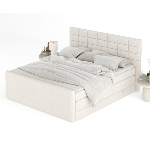 Béžová boxspring postel s úložným prostorem 200x200 cm Ava – Maison de Rêve-image-4