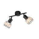 Černé stropní svítidlo s kovovo-ratanovým stínidlem 10x28 cm Straw – Fischer & Honsel