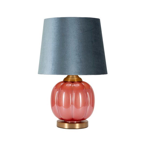 Červená/modrá skleněná stolní lampa s textilním stínidlem (výška 50 cm) Helene – Mauro Ferretti