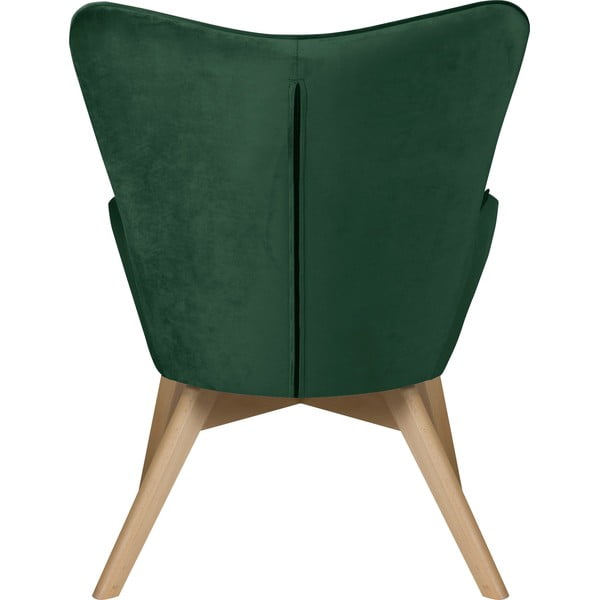 Tmavě zelené sametové křeslo s podnožkou Niko – Ropez-image-4