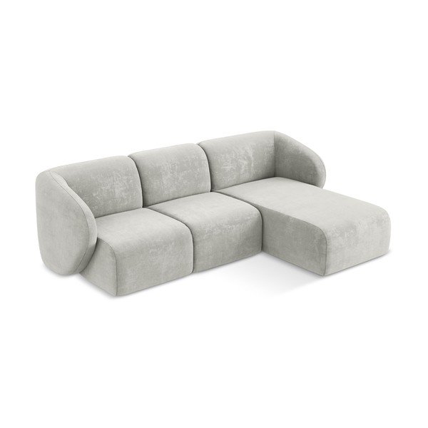 Světle šedá žinylková rohová pohovka (pravý roh/s lenoškou) Lani – Makamii-image-2