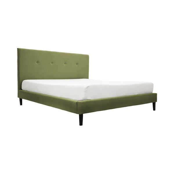 Zelená postel s černými nohami Vivonita Kent, 140 x 200 cm