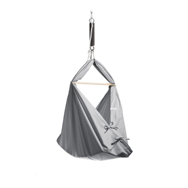 Malá šedá kolébka z bavlny se zavěšením do stropu Hojdavak Baby, 0 - 9 měsíců