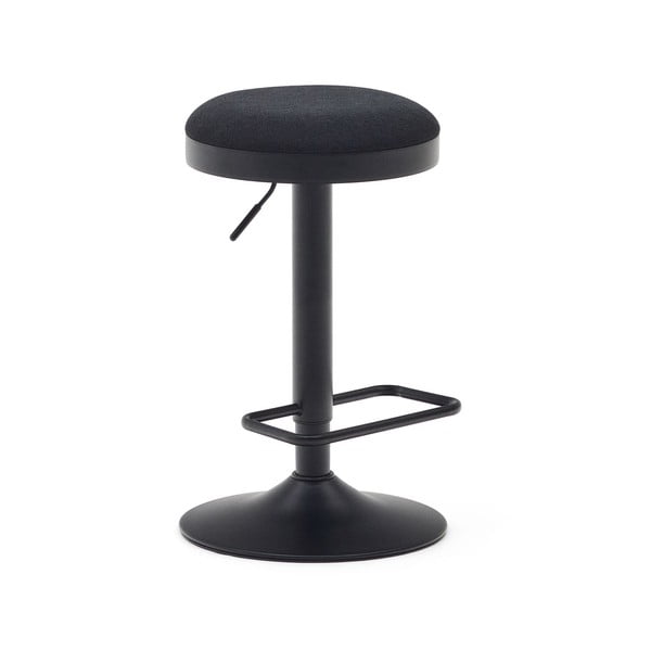 Černé čalouněné barové stoličky v sadě 2 ks s nastavitelnou výškou (výška sedáku 53,5 cm) Zaib – Kave Home-image-4