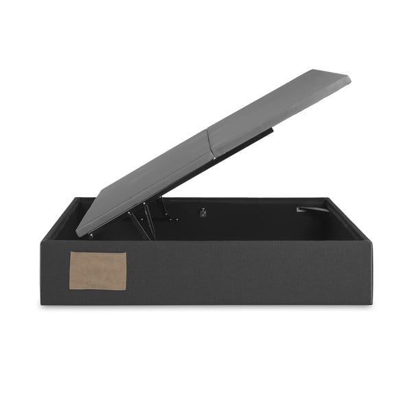 Černá čalouněná dvoulůžková postel s úložným prostorem/bez čela 140x190 cm Matters – Kave Home-image-3