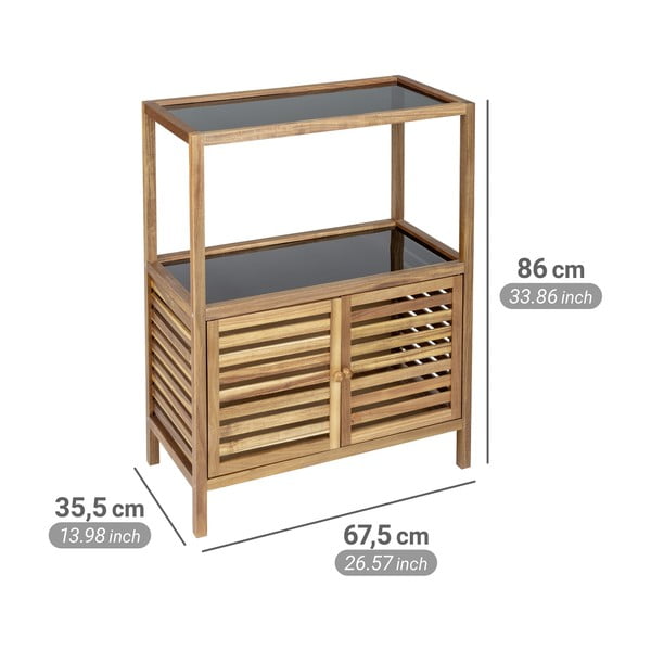 Černá/v přírodní barvě nízká koupelnová skříňka z masivu akácie 67,5x86 cm Fondi – Wenko-image-2
