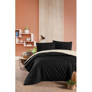 Černo-krémové bavlněné povlečení na dvoulůžko/prodloužené s prostěradlem 200x220 cm – Mila Home