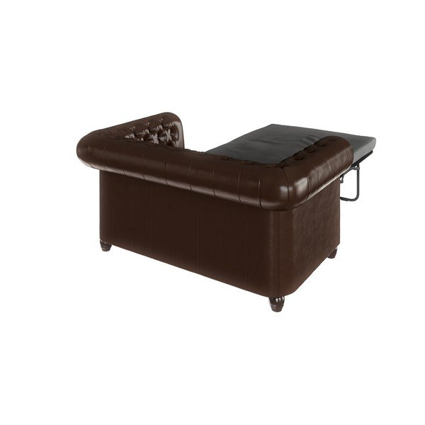 Tmavě hnědá rozkládací pohovka z imitace kůže 148 cm York – Ropez-image-4