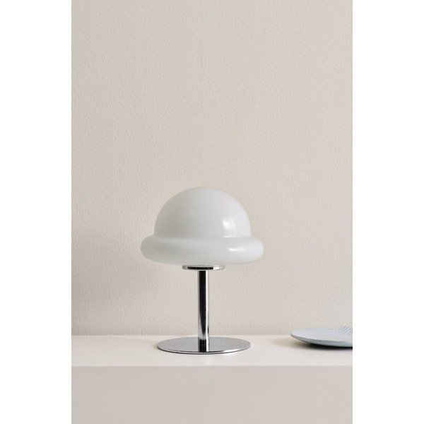 Bílá/v leskle stříbrné barvě stolní lampa z opálového skla (výška 26 cm) Bubba – Jotex-image-2