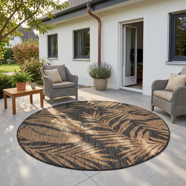 Černý/hnědý kulatý vnitřní a venkovní koberec ø 160 cm Mira 1451 – Ayyildiz Carpets-image-1