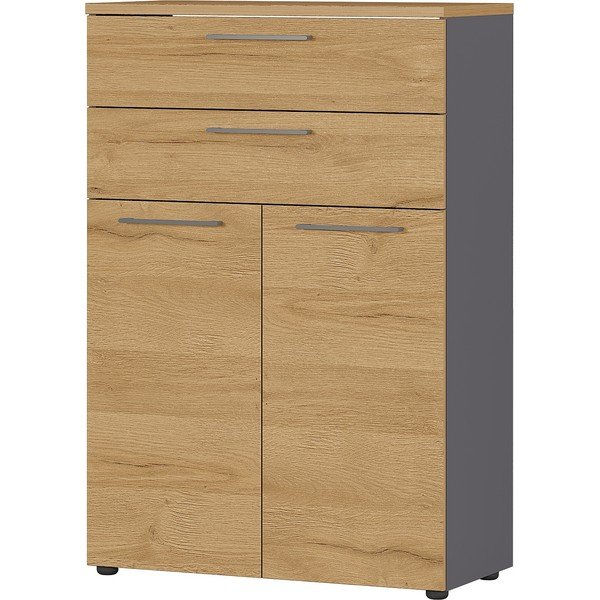 Antracitová přírodní vysoká komoda v dekoru dubu 80x120 cm Agenda – Germania-image-1