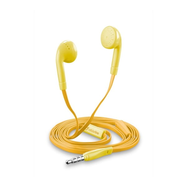 Žlutá sluchátka Style&Color Cellularline Butterfly, plochý kabel, 3,5 mm jack
