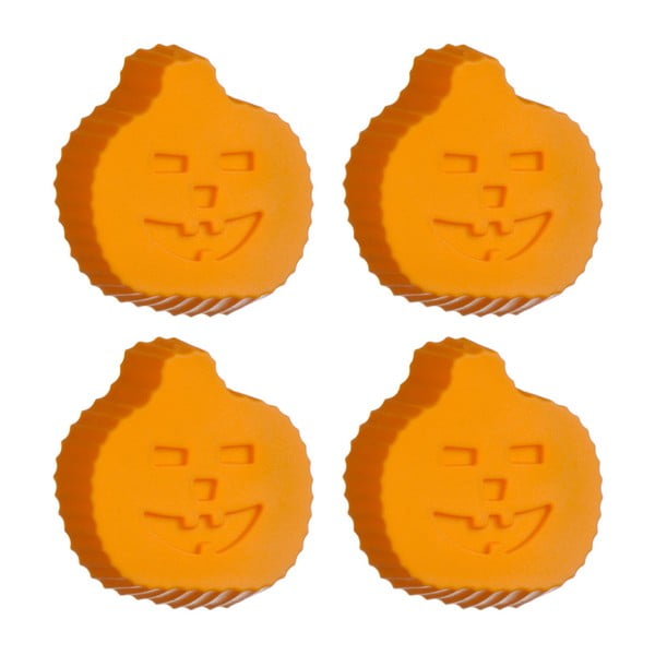 Sada 4 oranžových silikonových forem na cupcaky Premier Housewares Pumpkin