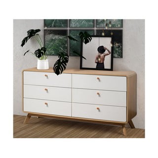 Nízká komoda v dekoru dubu v bílo-přírodní barvě 150x74 cm Caitlin – Støraa