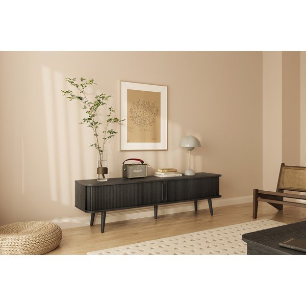 Černý TV stolek v dekoru dubu 178x50x40 cm Rove – Woodman-image-1