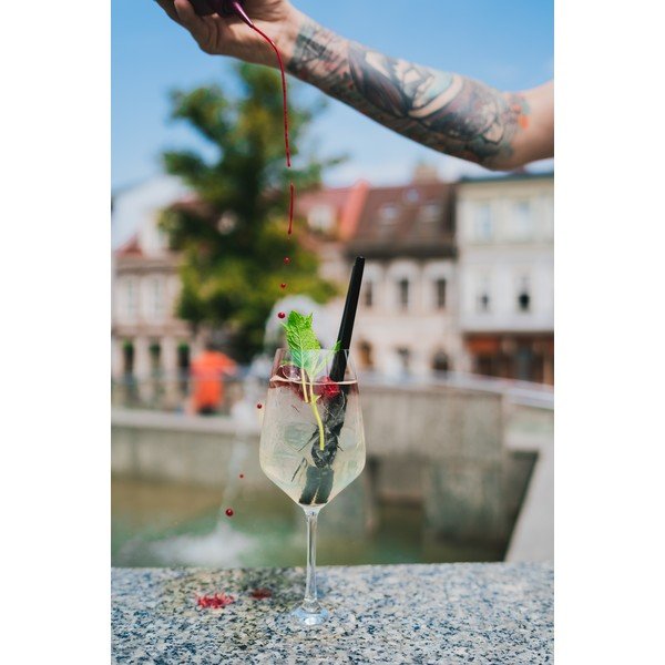 Sada 6 černých skleněných brček na pití Vialli Design, délka 20 cm-image-1