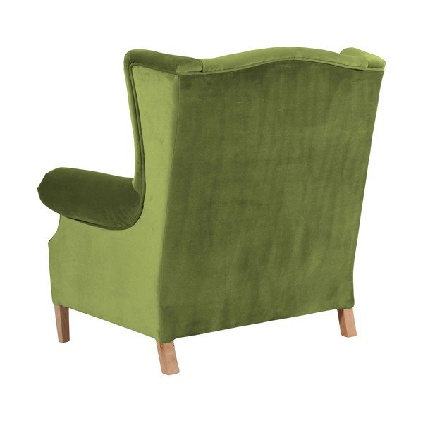 Olivově zelené sametové křeslo ušák Max Winzer Harvey Velvet-image-3