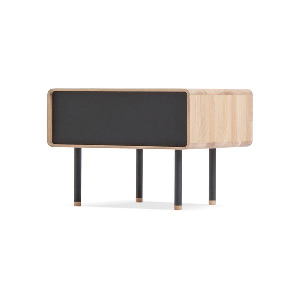 Noční stolek z dubového dřeva s černou zásuvkou Gazzda Fina-image-2