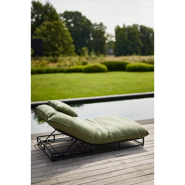 Zelené kovovo-polstrované zahradní lehátko Emma – Hartman-image-1
