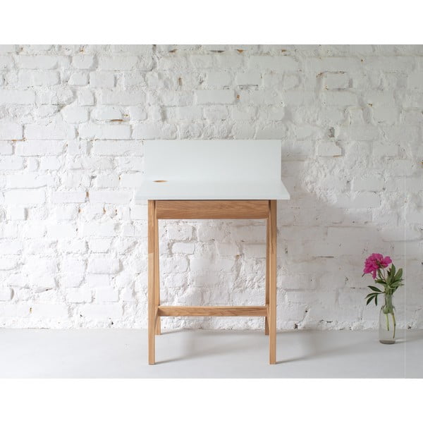 Bílý psací stůl s podnožím z jasanového dřeva Ragaba Luka, délka 65 cm-image-1