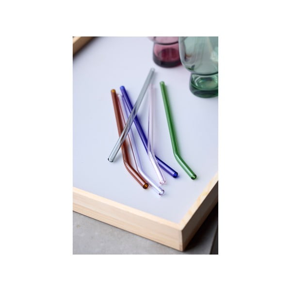 Skleněná brčka v sadě 4 ks s čistícím kartáčkem – Lyngby Glas-image-3