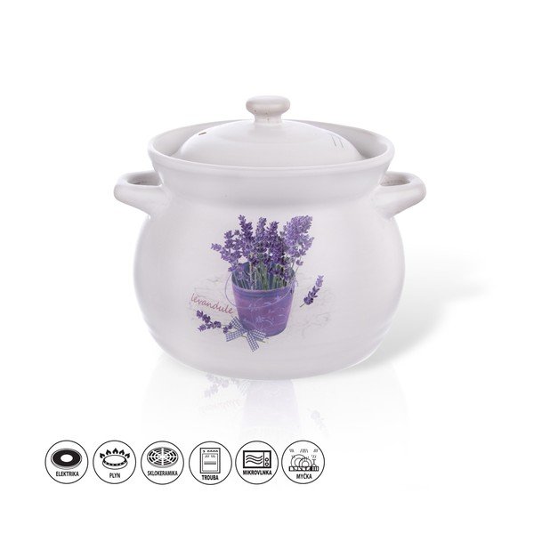 Žáruvzdorný keramický hrnec Orion Levandule, 3,9 l