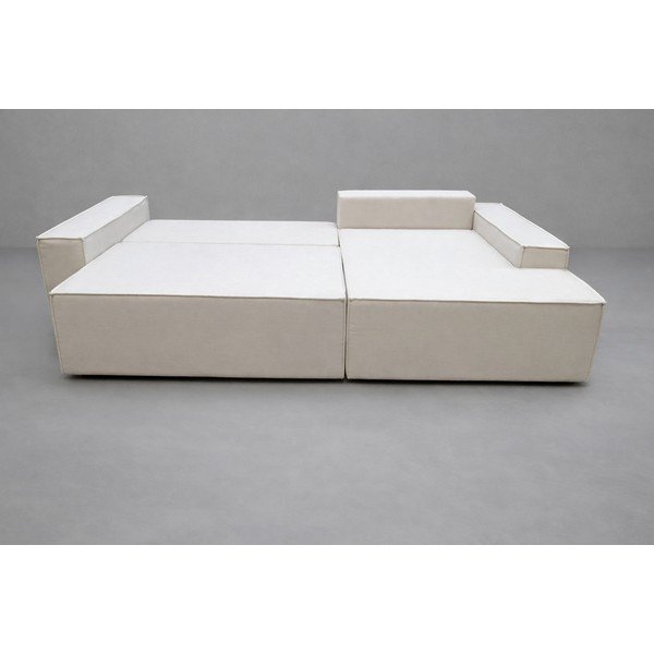 Béžová rozkládací/s úložným prostorem rohová pohovka (pravý roh/s lenoškou) Jodie - II. jakost – Micadoni -image-3