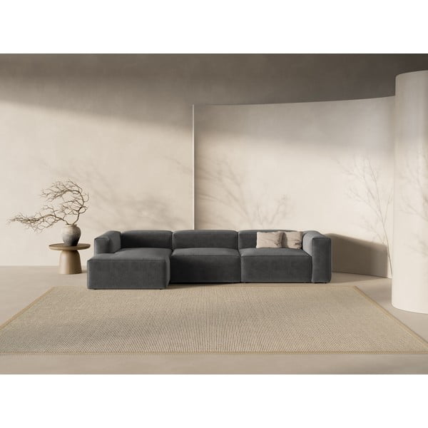 Tmavě šedá rohová pohovka (levý roh/s lenoškou) Bergamo – Cosmopolitan Design-image-1