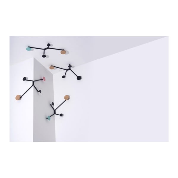 Černý rohový nástěnný věšák s mentolově zeleným detailem Gazzda Hook-image-4