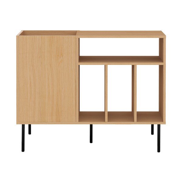 Černá nízká komoda na gramofonové desky v dekoru dubu 100x80 cm Viny - TemaHome-image-3