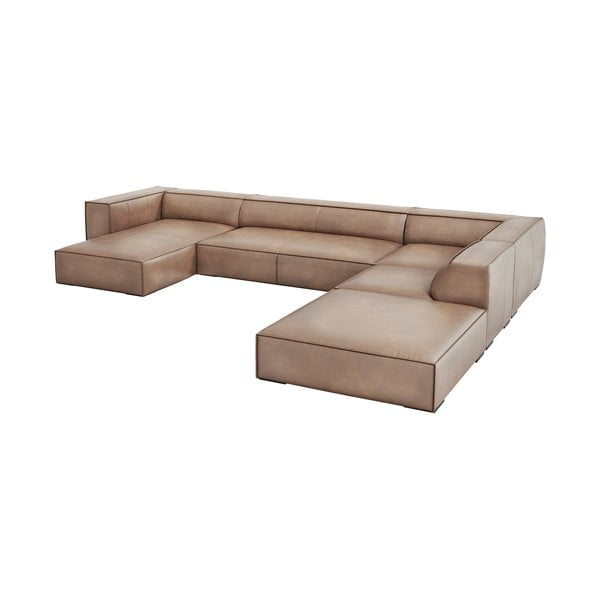 Světle hnědá kožená rohová pohovka (pravý roh) Madame – Windsor & Co Sofas-image-3