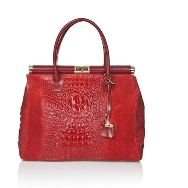 Červená kožená kabelka Markese Trell