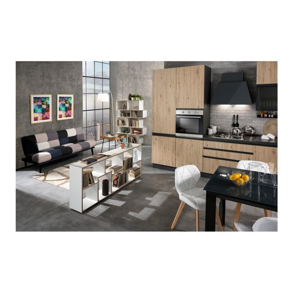 Bílá knihovna s hranou v dřevěném dekoru 69x160 cm Random Andrea - Tomasucci-image-3