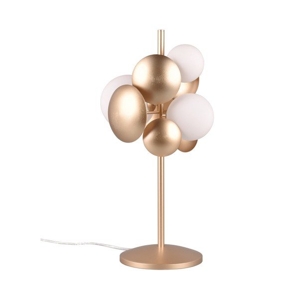 Stolní lampa se skleněným stínidlem ve zlato-bílé barvě (výška 50 cm) Bubble – Trio Select