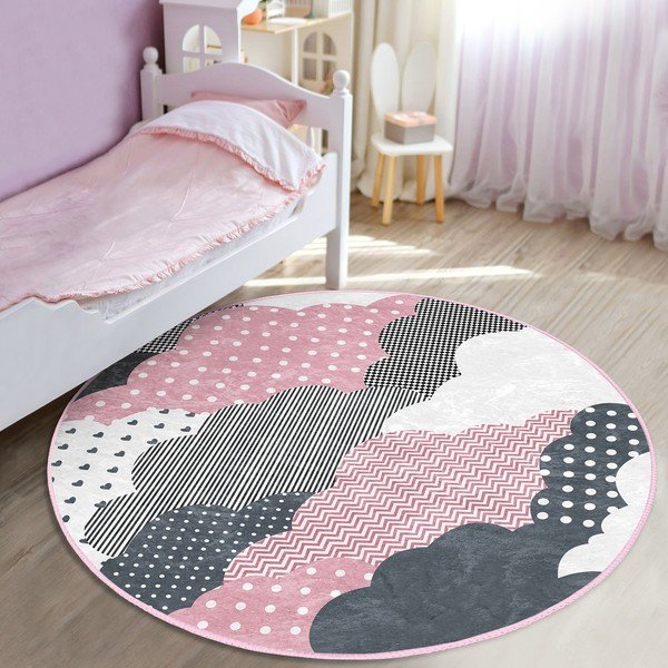 Růžovo-šedý dětský koberec ø 120 cm Comfort – Mila Home-image-4