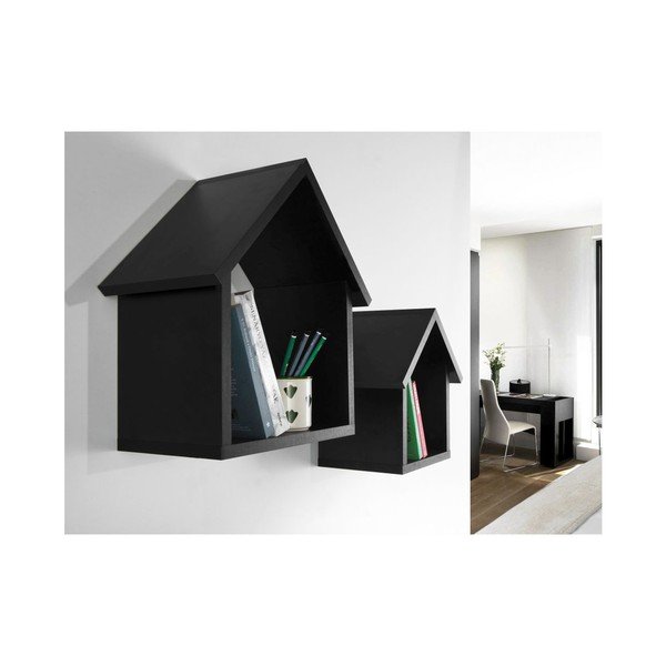 Sada 2 černých nástěnných polic Maison-image-1