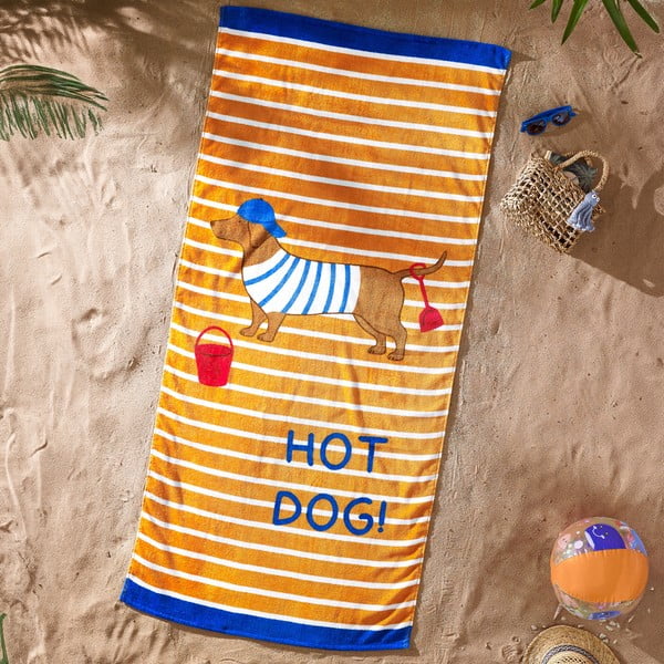 Oranžová bavlněná plážová osuška 76x160 cm Hot Dog – Catherine Lansfield-image-1