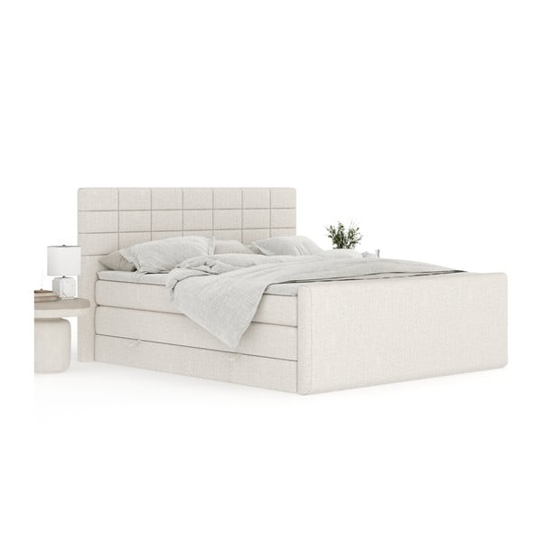 Béžová boxspring postel s úložným prostorem 200x200 cm Ava – Maison de Rêve-image-3
