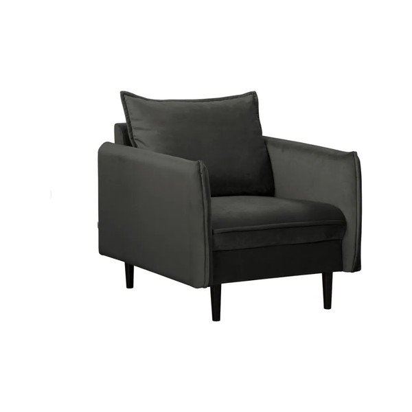 Tmavě šedé sametové křeslo Juli – Ropez