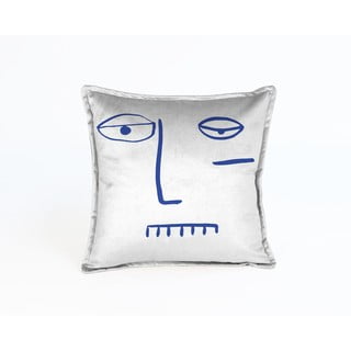 Modro-šedý sametový polštář Velvet Atelier Lele, 45 x 45 cm