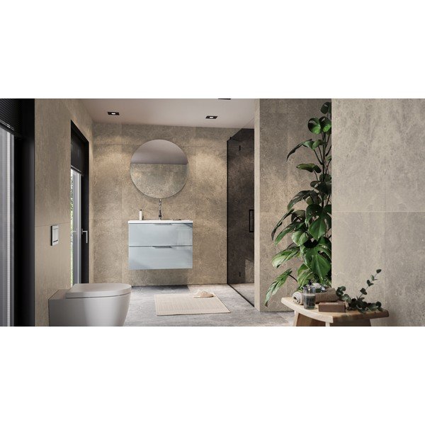 Šedá lesklá závěsná skříňka pod umyvadlo 81x61 cm Celano – Germania-image-1