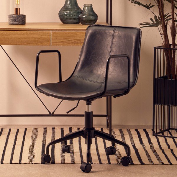 Černá kancelářská židle z imitace kůže Branson – Premier Housewares-image-1