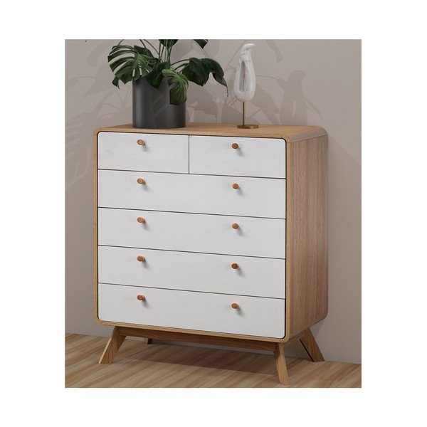 Vysoká komoda v dekoru dubu v bílo-přírodní barvě 81x104 cm Caitlin – Støraa-image-1