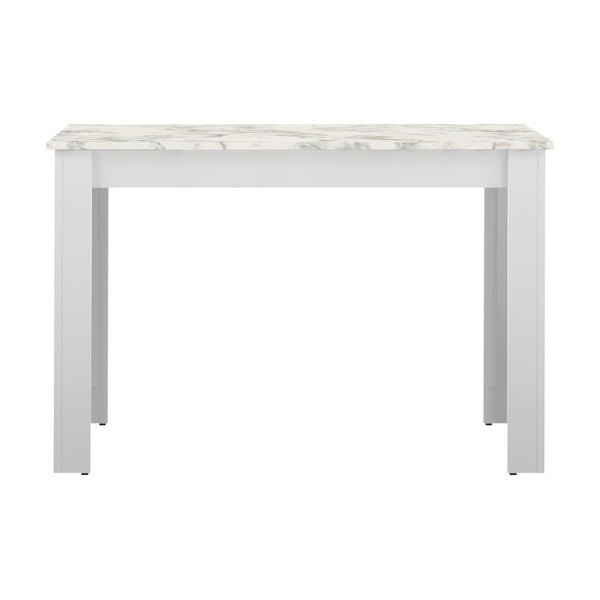 Bílý jídelní stůl s deskou v dekoru mramoru 110x70 cm Nice - TemaHome