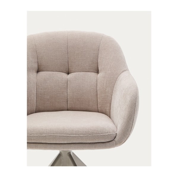 Béžové čalouněné jídelní křeslo s područkami Dorina – Kave Home-image-2